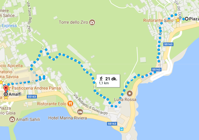 Atrani-Amalfi yürüyüş rotası